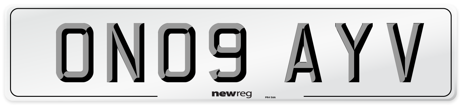 ON09 AYV Number Plate from New Reg